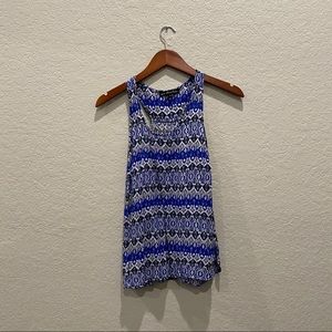 Ava Christine bright blue patterned tank top